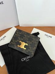 CELINE 25S CARD HOLDER WITH TRIOMPHE LOGO PRINT 11 IN BROWN TRIOPMHE CALFSKIN