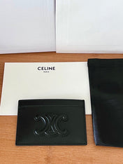 CELINE 25S CARD HOLDER CUIR TRIOMPHE 11 IN BLACK SHINY CALFSKIN