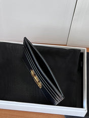 CELINE 25S CARD HOLDER TRIOMPHE LOGO 11 IN BLACK CALFSKIN GOLD HARDWARE