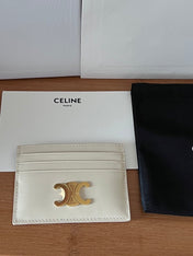 CELINE 25S CARD HOLDER WITH TRIOMPHE LOGO 11 IN IVORY CALFSKIN
