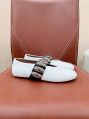 ALAIA TRIBALE BALLET FLATS IN WHITE LAMBSKIN