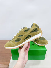 ORBIT SNEAKER IN OLIVE GREEN SUEDE AND TECHNICAL MESH