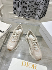 DIOR 25S CHRONO SNEAKER 45MM IN MESH WITH WHITE AND NUDE PINK CALFSKIN