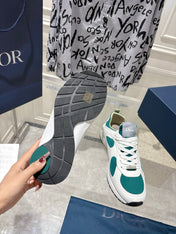 DIOR 25S MILE SERIES SNEAKERS 25MM IN WHITE DARK TEAL CALFSKIN