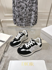 DIOR 25S C'EST DIOR SNEAKER IN WHITE BLACK CALFSKIN AND SUEDE