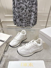 DIOR 25S C'EST DIOR SNEAKER IN WHITE LIGHT GRAY CALFSKIN AND SUEDE