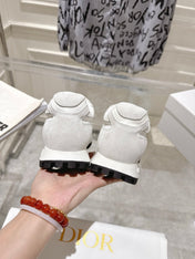 DIOR 25S C'EST DIOR SNEAKER IN WHITE LIGHT GRAY CALFSKIN AND SUEDE