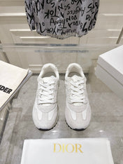 DIOR 25S C'EST DIOR SNEAKER IN WHITE LIGHT GRAY CALFSKIN AND SUEDE