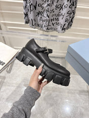 PRADA 26S MARY JANE SHOES 45MM IN BLACK CALFSKIN