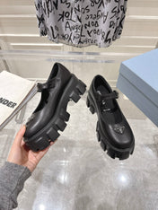 PRADA 26S MARY JANE SHOES 45MM IN BLACK CALFSKIN