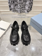 PRADA 26S MARY JANE SHOES 45MM IN BLACK CALFSKIN