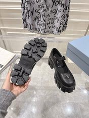 PRADA 26S MARY JANE SHOES 45MM IN BLACK CALFSKIN