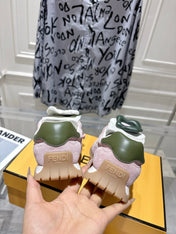 FENDI 26S SNEAKERS IN LIGHT PINK FABRIC AND SUEDE