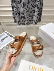 DIOR 26S SLIDES IN BROWN CANVAS