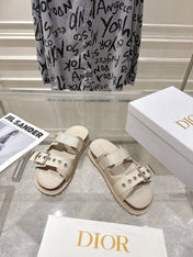 DIOR 26S SLIDES IN BEIGE CANVAS