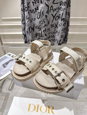 DIOR 26S BUCKLE SANDALS IN BEIGE CANVAS