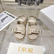 DIOR 26S BUCKLE SANDALS IN BEIGE CANVAS