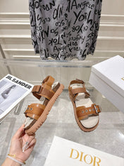 DIOR 26S BUCKLE SANDALS IN BROWN CANVAS