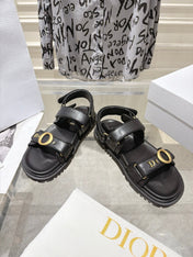 DIOR 26S VELCRO SANDALS IN BLACK CALFSKIN