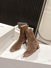 CELINE 25S CHELSEA BOOTS CLASSIC 45MM IN DARK BROWN SUEDE