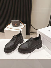 CELINE 25S THICK SOLED LOAFERS 50MM IN BLACK CALFSKIN