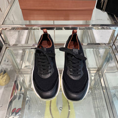 SNEAKER IN BLACK CANVAS MIX SUEDE WITH LAMBSKIN