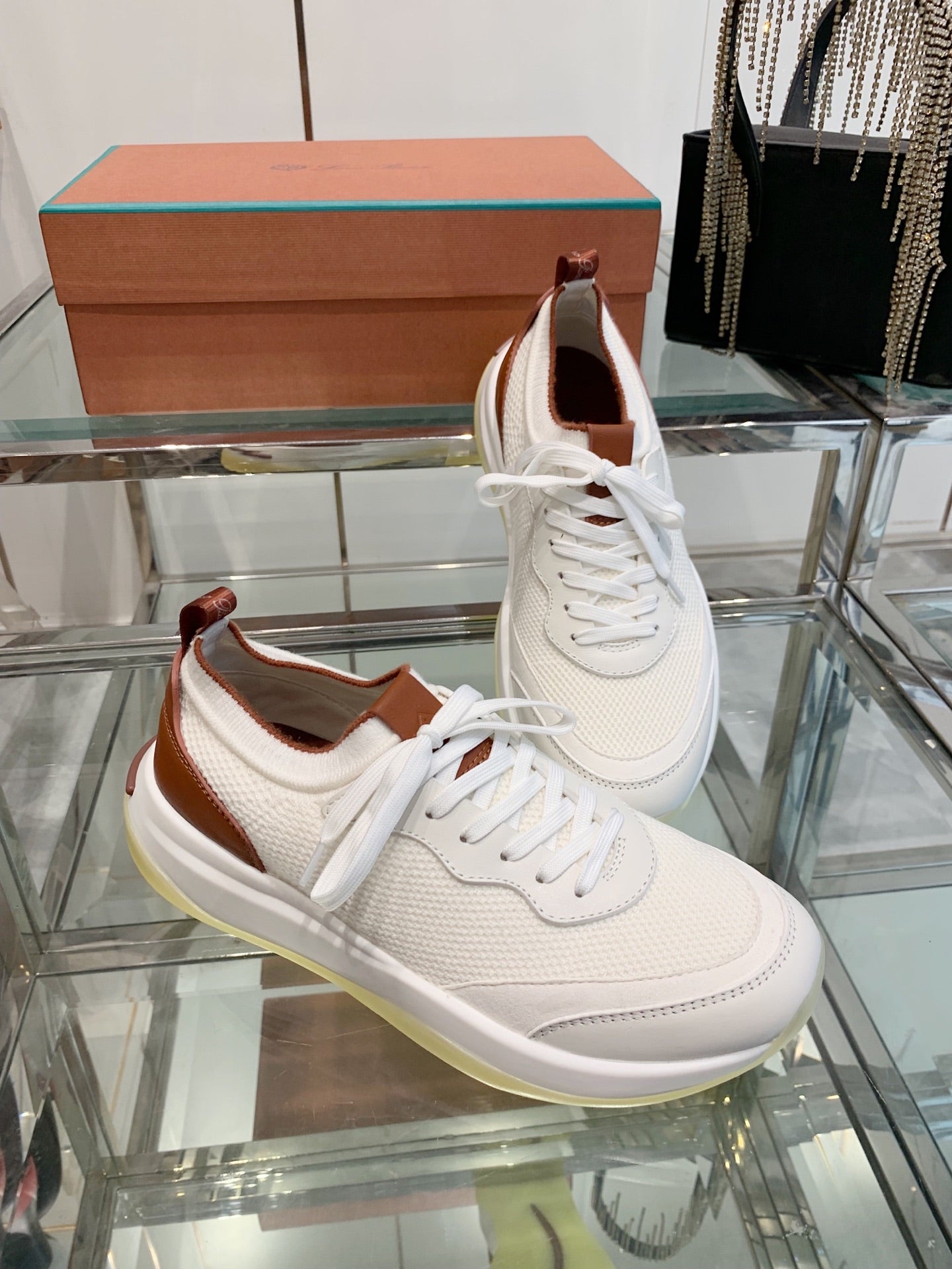 SNEAKER IN WHITE CANVAS MIX SUEDE WITH LAMBSKIN