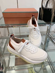 SNEAKER IN WHITE CANVAS MIX SUEDE WITH LAMBSKIN