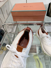 SNEAKER IN WHITE CANVAS MIX SUEDE WITH LAMBSKIN