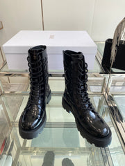 DIOR 25S D-UNIT ANKLE BOOT IN BLACK QUILTED CANNAGE CALFSKIN