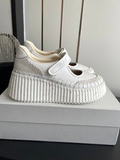CHLOE 26S MARY JANE SNEAKERS IN CREAM WHITE CALFSKIN