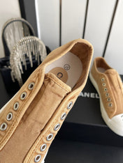 CHANEL 26S LOW TOP IN BEIGE CANVAS