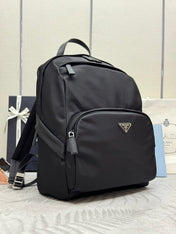 PRADA 25S BACKPACK 39 IN BLACK RE-NYLON AND SAFFIANO CALFSKIN