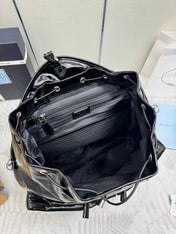 PRADA 25S BACKPACK 45 IN BLACK GLOSSY CALFSKIN SILVER HARDWRE