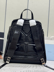 PRADA 25S BACKPACK 45 IN BLACK GLOSSY CALFSKIN SILVER HARDWRE