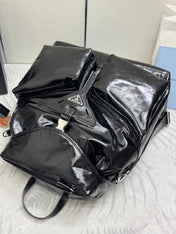 PRADA 25S BACKPACK 45 IN BLACK GLOSSY CALFSKIN SILVER HARDWARE