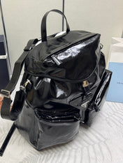PRADA 25S BACKPACK 45 IN BLACK GLOSSY CALFSKIN SILVER HARDWARE