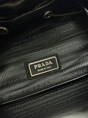 PRADA 25S BACKPACK 45 IN BLACK GLOSSY CALFSKIN SILVER HARDWARE