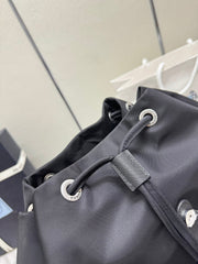 PRADA 25S MEDIUM RE-NYLON BACKPACK 39 IN BLACK WITH POUCH