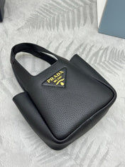 PRADA 25S TOTE MINI BAG 18 IN BLACK CALFSKIN GOLD HARDWARE