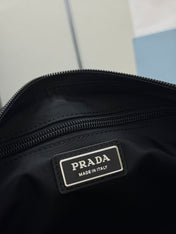 PRADA 25S MEDIUM MESSENGER BAG 35 IN BLACK RE-NYLON AND CALFSKIN