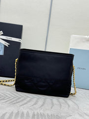 PRADA 25S CROSSBODY BAG 21 IN BLACK NYLON GOLD HARDWRE