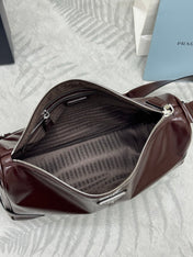 PRADA 25S SHOULDER BAG 35 IN DARK BROWN CALFSKIN SILVER HARDWARE