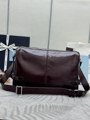 PRADA 25S SHOULDER BAG 35 IN DARK BROWN CALFSKIN SILVER HARDWRE