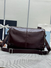 PRADA 25S SHOULDER BAG 35 IN DARK BROWN CALFSKIN SILVER HARDWARE