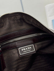 PRADA 25S SHOULDER BAG 35 IN DARK BROWN CALFSKIN SILVER HARDWRE