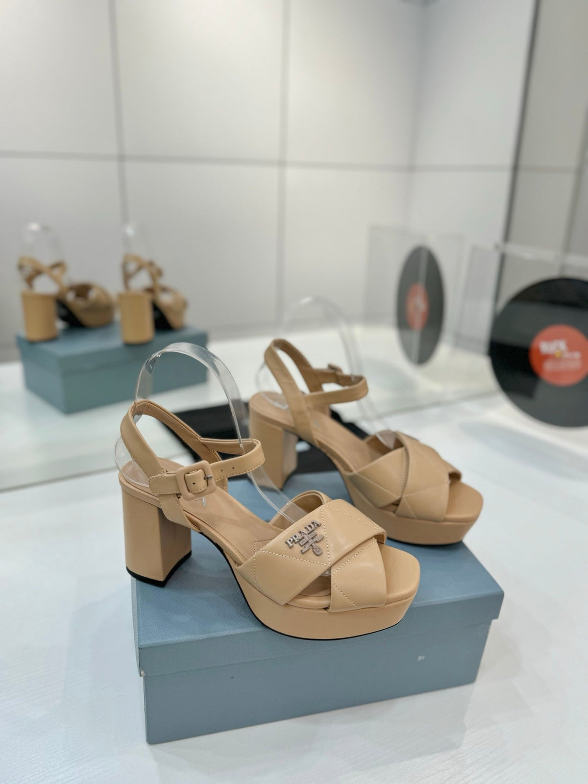 PRA HIGH HEELS 85MM IN BEIGE CALFSKIN