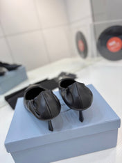 PRADA 26S PUMPS 55MM IN BLACK CALFSKIN WITH LOGO