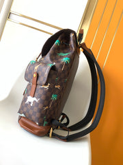LV 25S CHRISTOPHER BACKPACK 48 IN DARK BROWN CALFSKIN GOLD HARDWARE