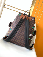 LV 25S CHRISTOPHER BACKPACK 48 IN DARK BROWN CALFSKIN GOLD HARDWARE